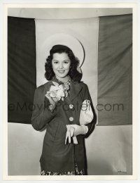 1b018 ANN RUTHERFORD deluxe 10x13 still '40s full-length smiling c/u with flower on her jacket!
