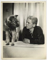 1b134 JACKIE COOPER deluxe 10x13 still '30s great c/u with his German Schnauzer dog by Graybill!