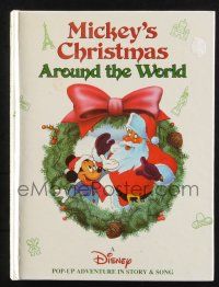 1b359 MICKEY'S CHRISTMAS AROUND THE WORLD hardcover book '91 Disney pop-up adventure story & song!