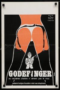 1c126 GODEFINGER Belgian '75 wacky art of near-naked girl & guy with limp gun by Spara!