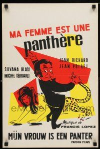 1c153 MY WIFE IS A PANTHER Belgian '61 Ma femme est une panthere, wacky artwork!