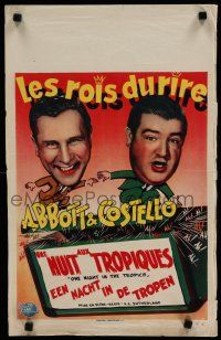 1c159 ONE NIGHT IN THE TROPICS Belgian 1950 great wacky image of Bud Abbott & Lou Costello!
