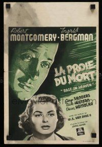 1c161 RAGE IN HEAVEN map back Belgian '40s pretty Ingrid Bergman, Robert Montgomery!