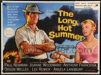 1c308 LONG, HOT SUMMER British quad '58 Tom Chantrell art of Paul Newman & Joanne Woodward!