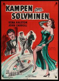1c764 BELLE LE GRAND Danish '51 art of lady gambler sexy Vera Ralston & roulette wheel!