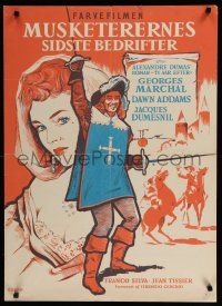 1c802 LAST MUSKETEER Danish '57 art of Georges Marchal & sexy Dawn Addams!