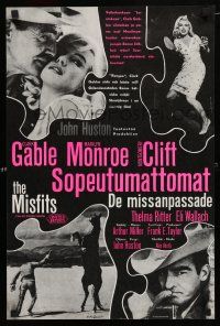 1c393 MISFITS Finnish '61 sexy Marilyn Monroe, Clark Gable, Montgomery Clift, John Huston directed