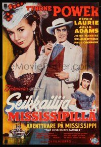 1c394 MISSISSIPPI GAMBLER Finnish '53 Tyrone Power's game is fancy women like Piper Laurie!