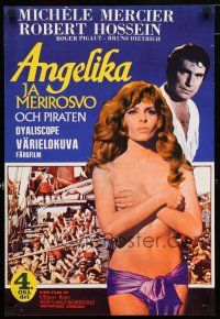 1c423 UNTAMABLE ANGELIQUE Finnish '67 great image of sexy Michele Mercier topless in title role!