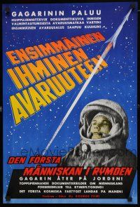 1c429 YA BYL SPUTNIKOM SOLNTSA Finnish '59 sci-fi, cool image of cosmonaut Yuri Gagarin!
