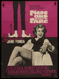 1c095 BAREFOOT IN THE PARK French 23x32 '67 art & image of Redford's feet & sexy Jane Fonda!