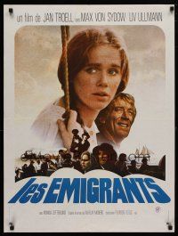 1c102 EMIGRANTS French 23x32 '71 great close up of Liv Ullmann, Max Von Sydow, Jan Treoll