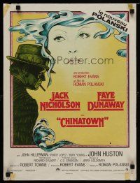 1c084 CHINATOWN French 15x21 '74 art of Jack Nicholson & Faye Dunaway by Pearsall, Roman Polanski!