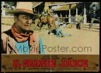 1c489 BIG JAKE Italian photobusta '71 best c/u of big John Wayne + fight scene!