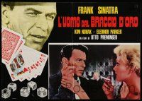 1c525 MAN WITH THE GOLDEN ARM Italian photobusta R70s Frank Sinatra, Kim Novak, cards & dope!