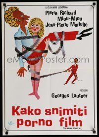 1c185 BOTTOM LINE Yugoslavian 20x28 '77 George Lautner, On aura tout vu, wacky artwork!