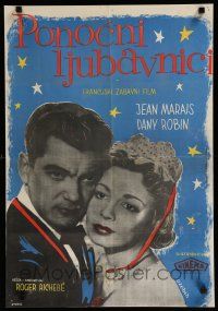 1c217 LOVERS OF MIDNIGHT Yugoslavian 19x27 '53 Stokic art, Jean Marais, pretty Dany Robin!