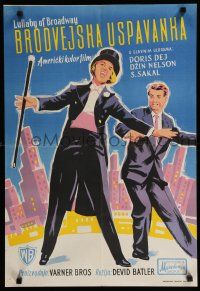 1c219 LULLABY OF BROADWAY Yugoslavian 19x28 '54 Doris Day & Gene Nelson in top hat and tails!