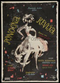 1c225 MIDNIGHT REVIEW Yugoslavian 20x28 '62 East German musical, great artwork of showgirl!