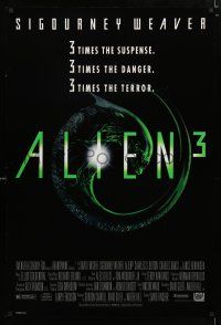 1d029 ALIEN 3 1sh '92 Sigourney Weaver, 3 times the danger, 3 times the terror!