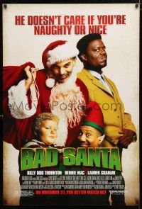 1d064 BAD SANTA advance DS 1sh '03 Billy Bob Thornton, Bernie Mac, Christmas crime comedy!