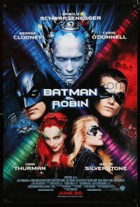 1d069 BATMAN & ROBIN advance 1sh '97 Clooney, O'Donnell, Schwarzenegger, Thurman, Silverstone