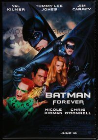 1d074 BATMAN FOREVER advance 1sh '95 Val Kilmer, Nicole Kidman, Tommy Lee Jones, Jim Carrey