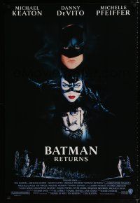 1d077 BATMAN RETURNS 1sh '92 collage of Michael Keaton, Danny DeVito, Michelle Pfeiffer!