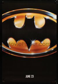 1d071 BATMAN matte teaser 1sh '89 directed by Tim Burton, cool image of Bat logo!