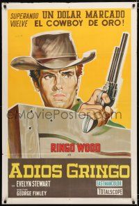 1f289 ADIOS GRINGO Argentinean '66 cool art of cowboy Giuliano Gemma with gun, spaghetti western!