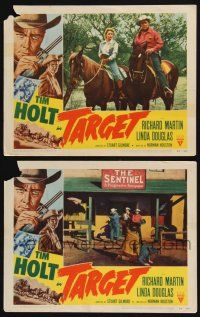 1g985 TARGET 2 LCs '52 cool images of Tim Holt with gun and horse, cowboy western!