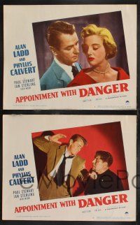1g039 APPOINTMENT WITH DANGER 8 LCs '51 cool images of Alan Ladd & sexy Phyllis Calvert, film noir!
