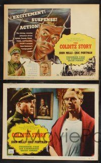 1g100 COLDITZ STORY 8 LCs '56 John Mills, Eric Portman, escape from an 'escape-proof' castle!