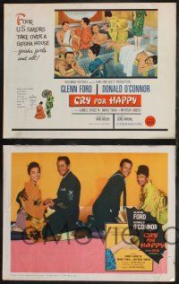 1g111 CRY FOR HAPPY 8 LCs '60 Glenn Ford & Donald O'Connor take over a geisha house & the girls too