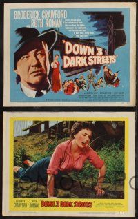 1g133 DOWN 3 DARK STREETS 8 LCs '54 Broderick Crawford, sexy Ruth Roman, Martha Hyer!