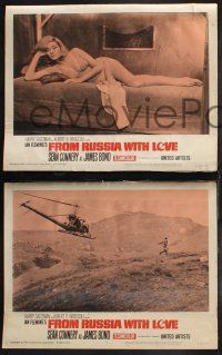 1g855 FROM RUSSIA WITH LOVE 3 LCs '64 far shot of Connery, Daniela Bianchi, helicopter & boat chase