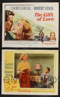 1g184 GIFT OF LOVE 8 LCs '58 cool images of pretty Lauren Bacall & Robert Stack!
