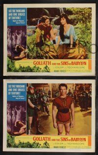 1g860 GOLIATH & THE SINS OF BABYLON 3 LCs '64 L'Eroe Piu Grande del Mondo, Mark Forest as Maciste!