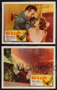 1g678 HELL IS A CITY 5 LCs '60 Stanley Baker, temptation is a woman, murder is a man!