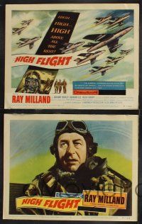 1g212 HIGH FLIGHT 8 LCs '57 Ray Milland, military fighter pilots fly top secret jets!