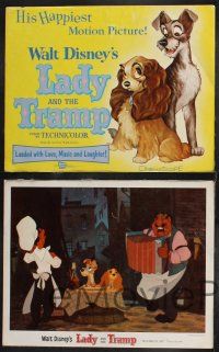 1g259 LADY & THE TRAMP 8 LCs R62 Walt Disney classic, great animated cartoon canine images!