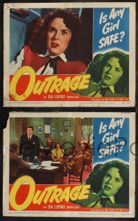 1g562 OUTRAGE 7 LCs '50 directed by Ida Lupino, is Mala Powers or any other girl safe!