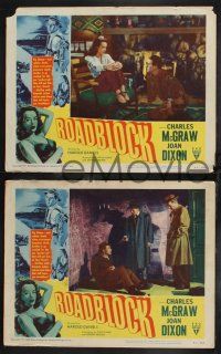 1g882 ROADBLOCK 3 LCs '51 Charles McGraw & Joan Dixon in crime film noir!