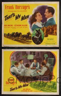 1g454 THAT'S MY MAN 8 LCs '47 Don Ameche, Catherine McLeod, w/ wonderful horse racing tc artwork!