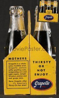 1h002 LOT OF 6 BOTTLES OF GRAPETTE SODA '40s grape soda still in its original packaging!