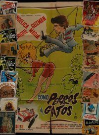 1h124 LOT OF 20 FOLDED MEXICAN POSTERS '50s-60s great different artwork images!
