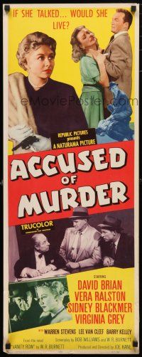 1j425 ACCUSED OF MURDER insert '57 sexy girl and gun noir image, if she talked...would she live?