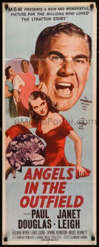 1j435 ANGELS IN THE OUTFIELD insert '51 Paul Douglas & sexy Janet Leigh, baseball!