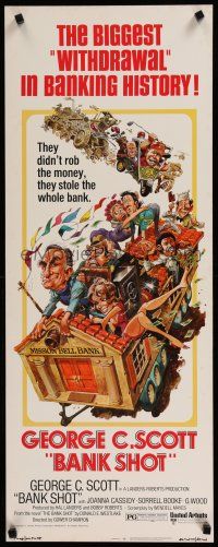 1j448 BANK SHOT insert '74 wacky art of George C. Scott taking the whole bank by Jack Davis!