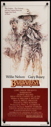 1j450 BARBAROSA insert '82 great art of Gary Busey & Willie Nelson with smoking gun!